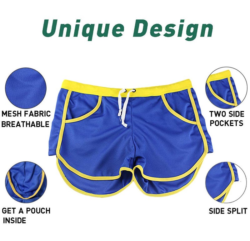 Rexcyril Men's Running Workout Bodybuilding Gym Shorts Athletic Sports Casual Short Pants X-Large Blue - Image 5